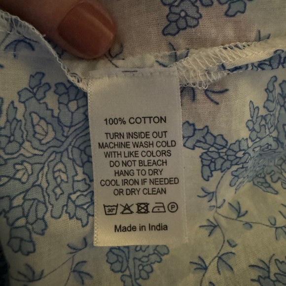 Saule Parc Ruffle Collar Top Size XS Blue Floral Cotton Cottagecore Preppy Chic - Picture 9 of 10